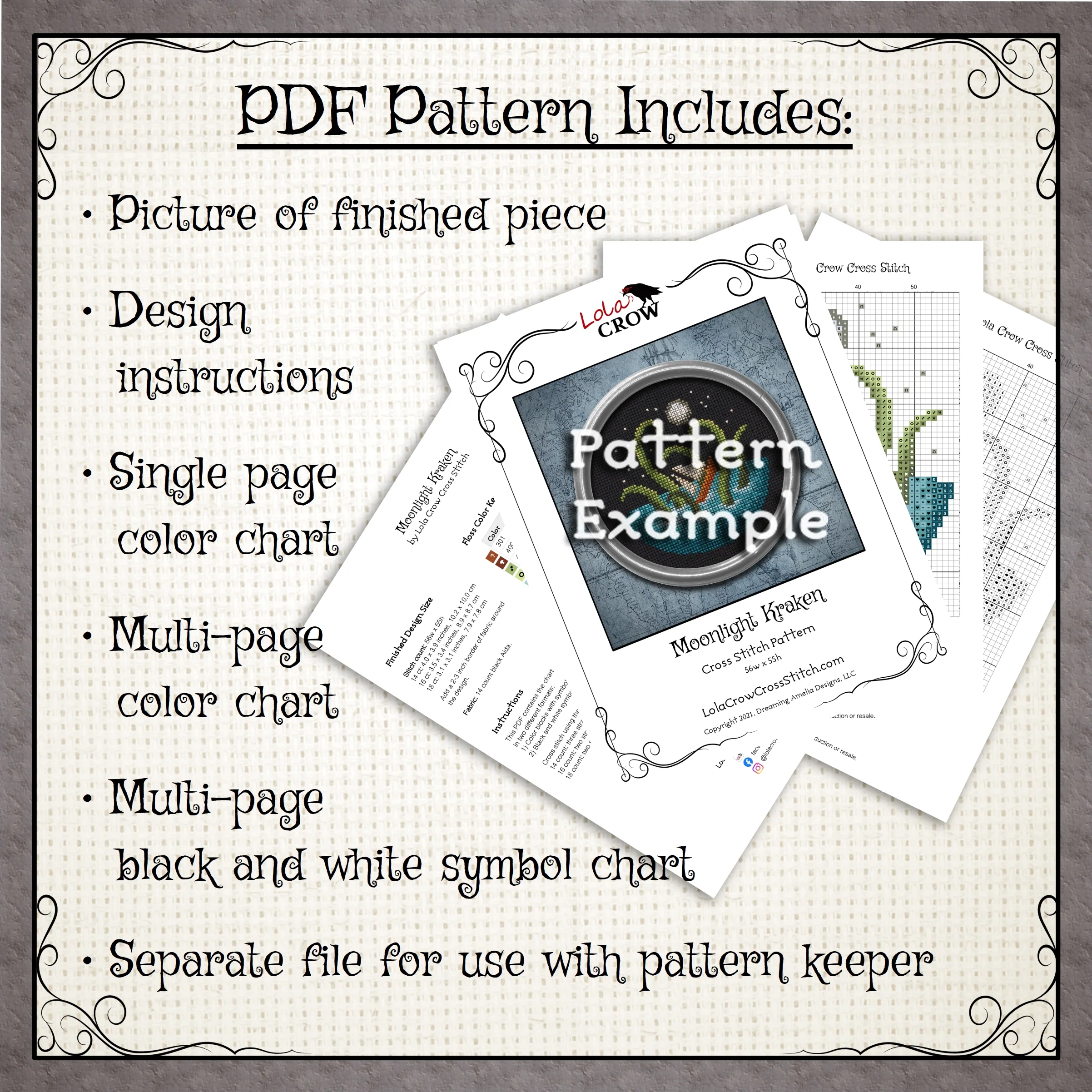 Moonlight Mushrooms - Digital PDF Cross Stitch Pattern - Image 3